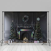 Lofaris Black Wall Colorful Fireplace Christmas Backdrop